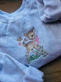 ADORABLE DEER AND BUTTERFLIES COTTAGE CORE EMRBOIDERED SWEATER