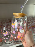 NEW* DISHWASER SAFE BUTTERFLY DAISIES 16oz GLASS