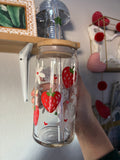 HEART SHAPED STRAWBERRIES 20oz GLASS 20oz GLASS CUP (LID/STRAW SOLD SEPARATELY)