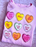 Candy Hearts Distressed Style Crewneck