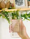 “MANIFEST IT” Dishwasher Safe 15oz Square Glass Set With Flower Coaster