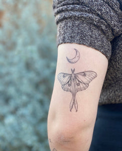Moth & Moon Temporary Tattoo