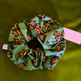 Green Monarch Butterflies Scrunchie