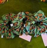 Green Monarch Butterflies Scrunchie