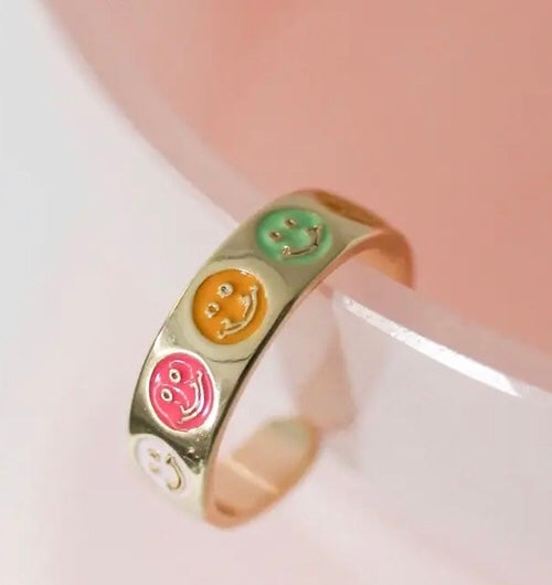 Colorful Smileys One Size Adjustable Ring